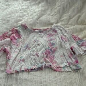 Aeropostale Pink and Blue Tie-Dye Crop Top